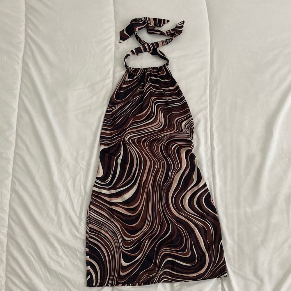 Brown Open Back Mini Dress